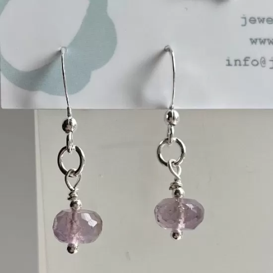  Amethyst cut beads sterling silver earrings
