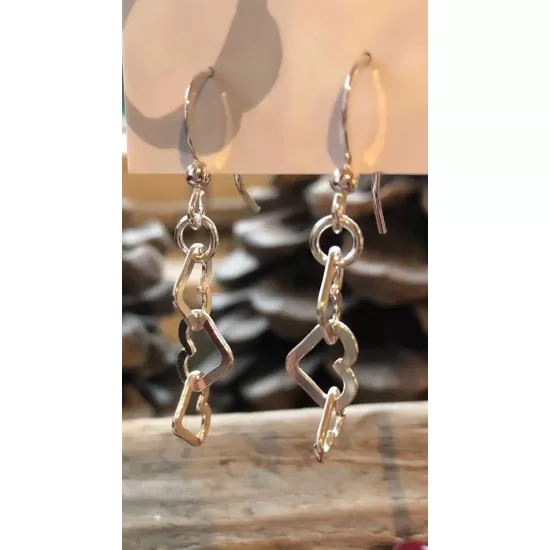 Heart sterling silver drop earrings