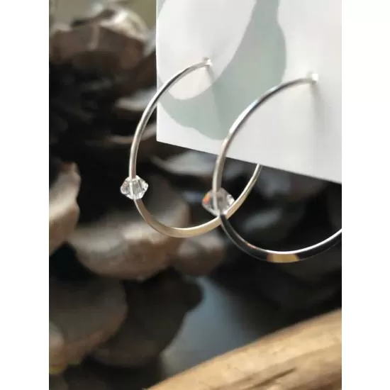 Sterling silver Hoop earring with crystal