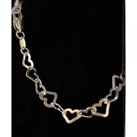 Sterling silver heart link bracelet with catch