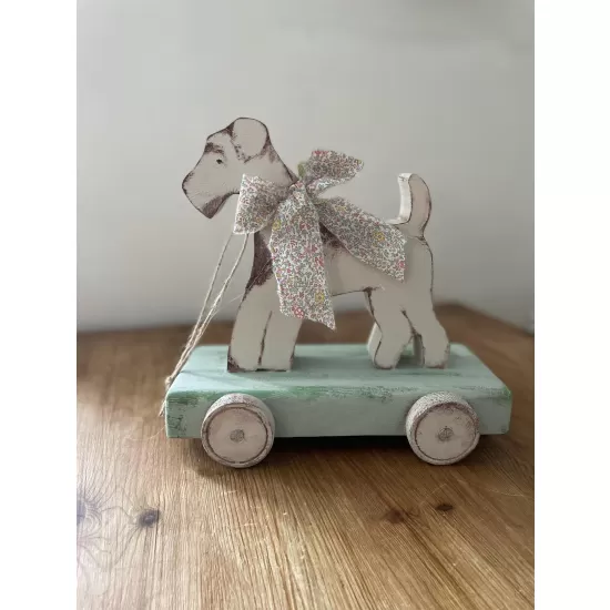 Rosie the Handcrafted Wooden Fox terrier Pull Along | Unique Dog Figurine - Reclaimed Wood