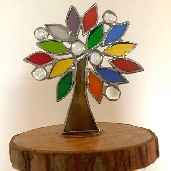 Stained glass freestanding tree