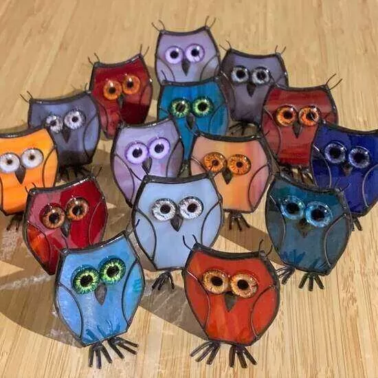 Stained glass owls
