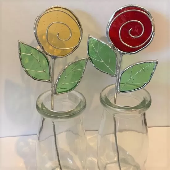 Stained glass rose stems 