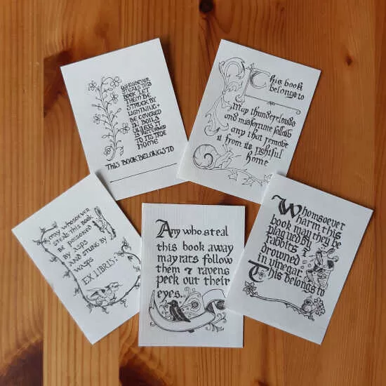 Set of 5 - Letterpress Bookplates
