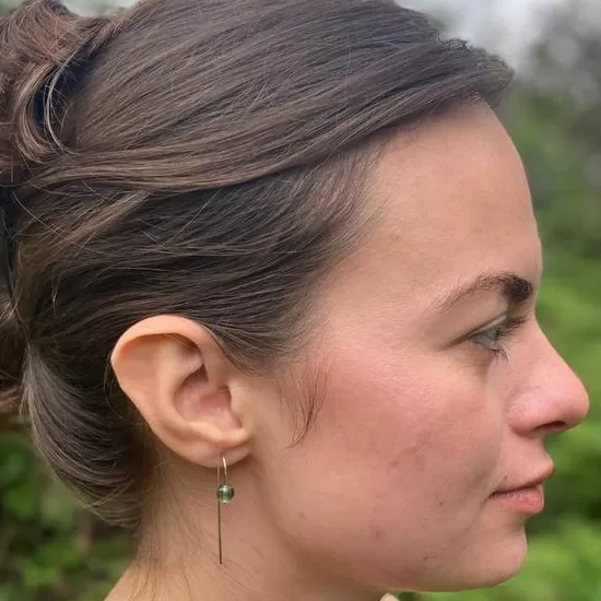 Sterling silver green beaded earrings