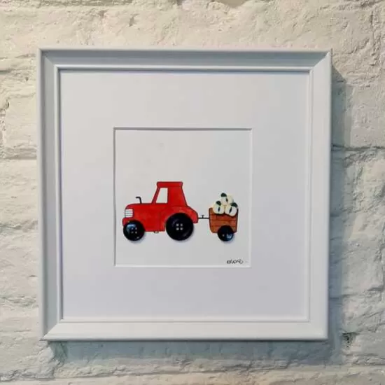 Original Handpainted Watercolour of a Red Tractor