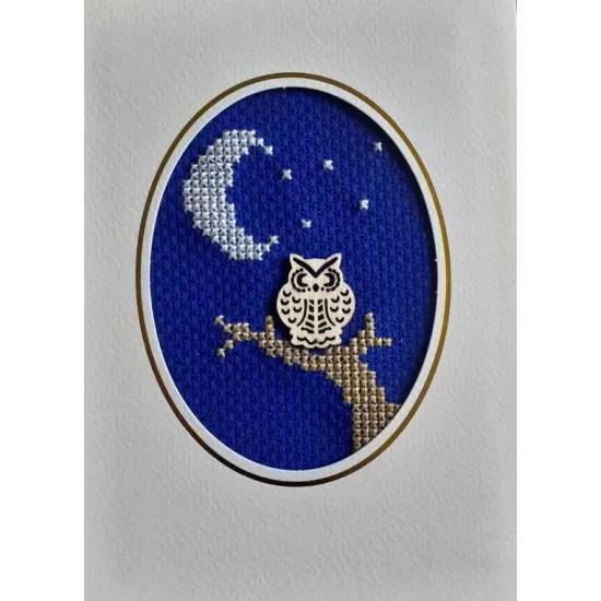 Embroidery kit for midnight owl card