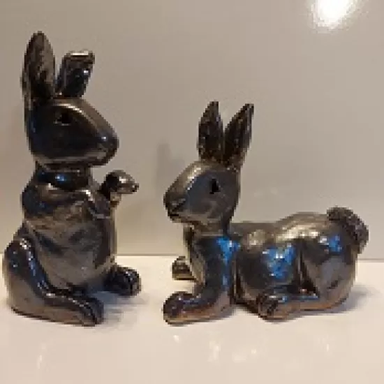 A Pair of bronze rabbits