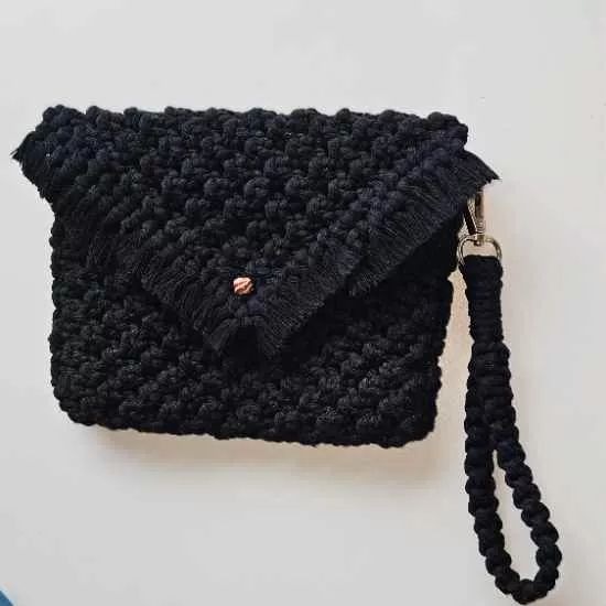 Macrame Clutch Bag with Detachable Wristlet