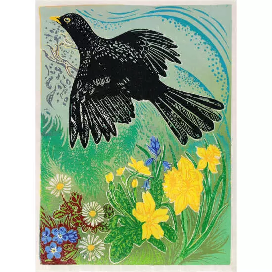 Blackbird lino print