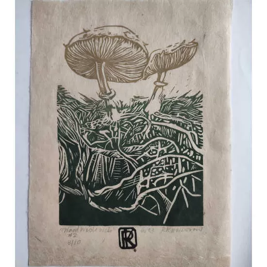 Mushroom lino print