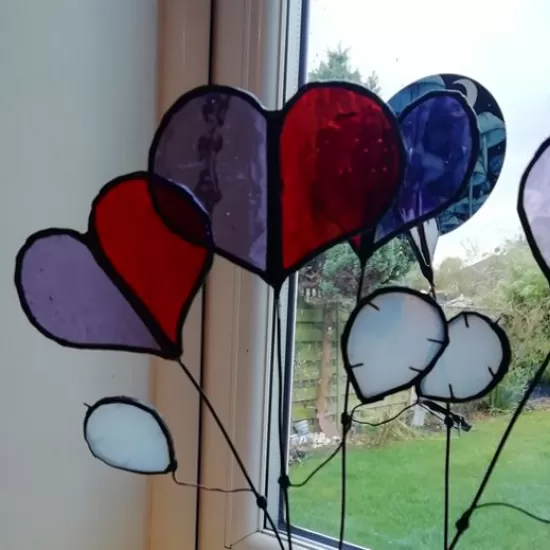 Small stained glass heart on wire