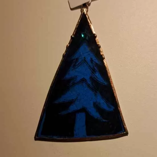 Stained glass Christmas Tree silhouette