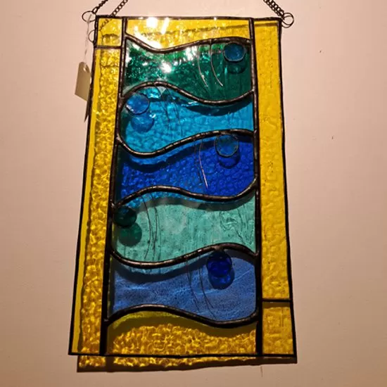 shoal of fish stained glass panel