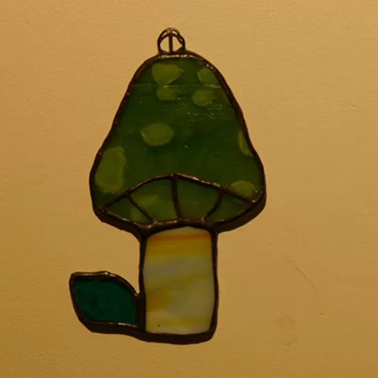 small stained glass mushroom