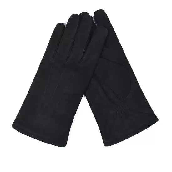 Black Classic Nubuck Leather Gloves
