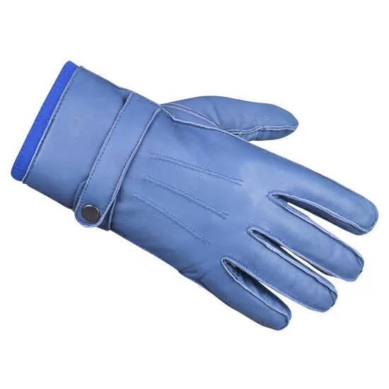 Blue Leather Gloves 