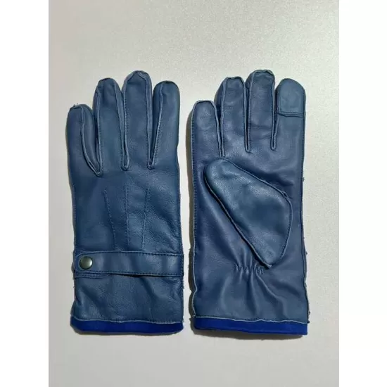 QD Yorkshire Navy blue leather gloves for womens