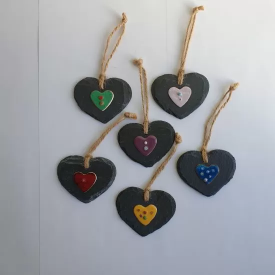 Slate Heart Hanging Decoration
