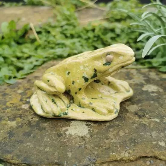 Ceramic Frog Sculpture - Speckled Green