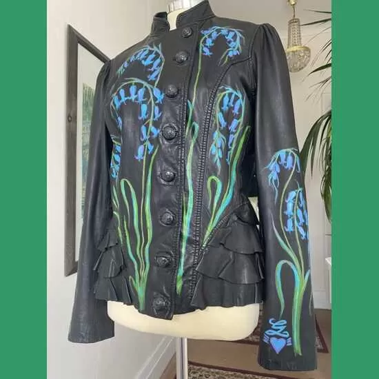 Sustainable black leather Bluebell Jacket