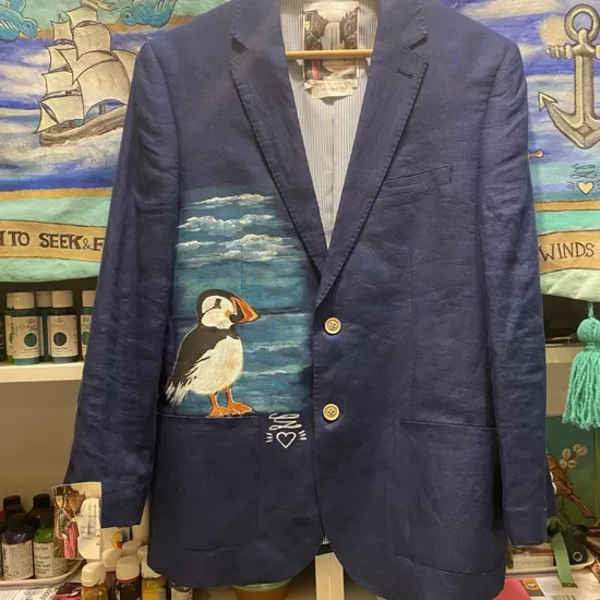 Sustainable Blue Linen Puffin Jacket 