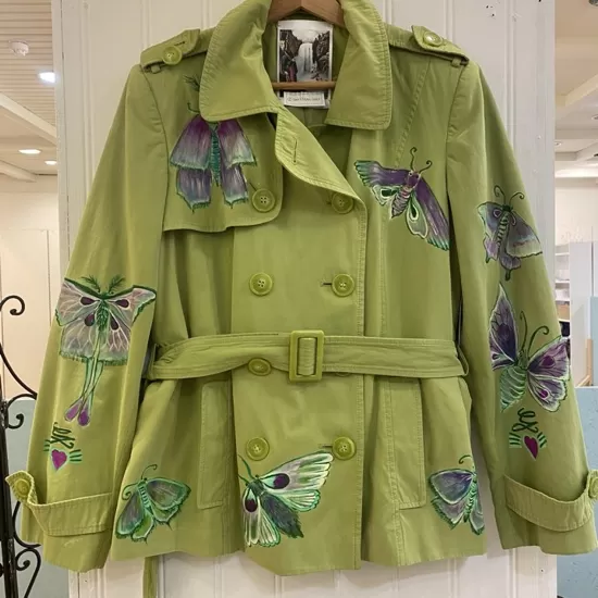 Sustainable Green Butterflies Belted Jacket