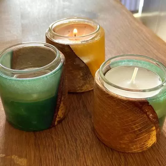 English Oak and Resin Tealight Holder