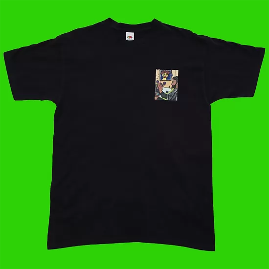 Custom Cov-alien comic style black t-shirt