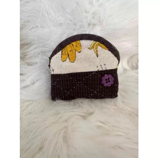 Patchwork cat banana pattern coin pouch