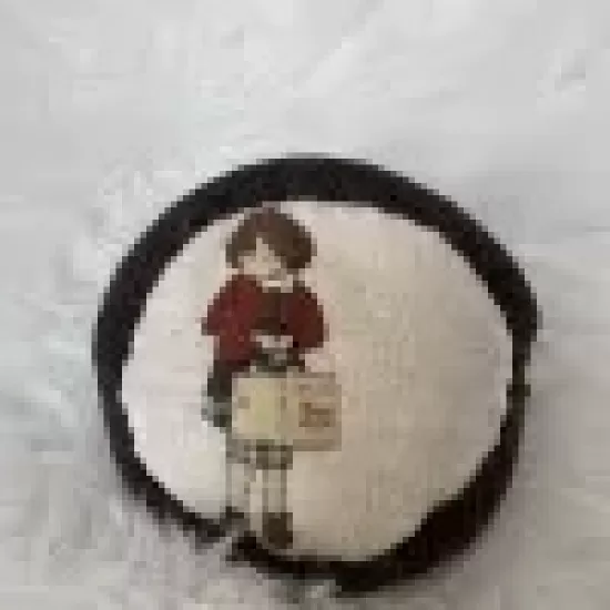 Round patchwork coin pouch (brown)