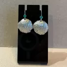 Pewter Scallop Shell Earrings with silver wires with a choice of gem cabochons or pearls